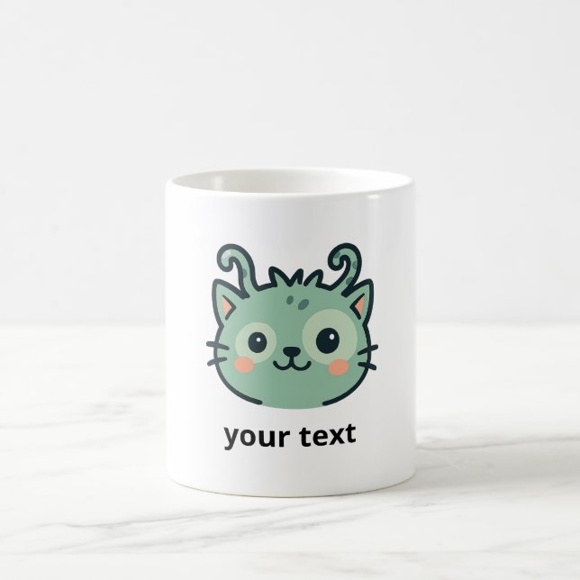 Taza De Café Wonky Zoo Cat Personalizado Mug | Añadir el texto (Centro)