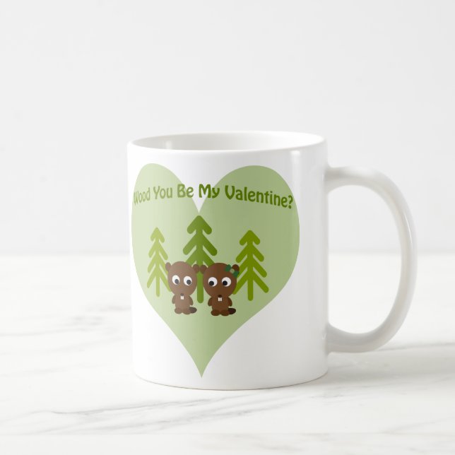Taza De Café Wood You Be My Valentine (Derecha)