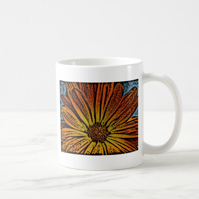 Taza De Café Woodcut Daisy (Derecha)