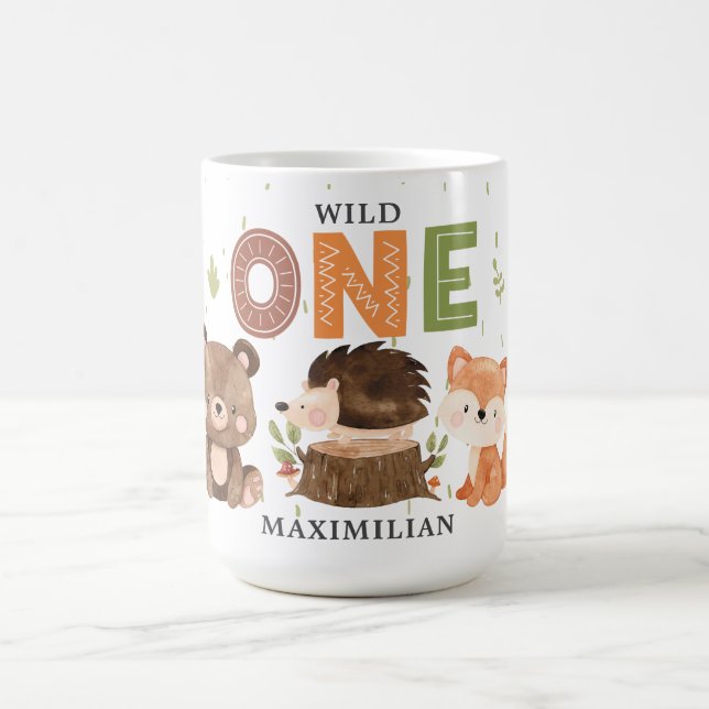 Taza De Café Woodland Animals 1er cumpleaños café Mug (Centro)