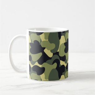 Taza De Café Woodland Camo Green Black Khaki Pattern
