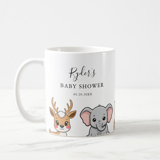 Taza De Café Woodland Forest Animals Baby Shower (Izquierda)