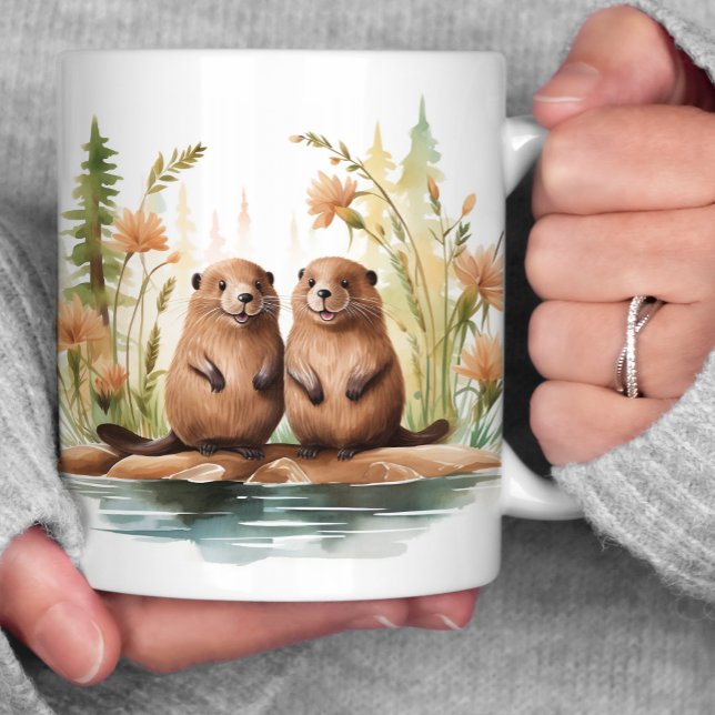 Taza De Café Woodland Scene 2 Beavers Wetland (Subido por el creador)