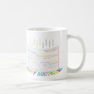 Taza De Café Wor(l)d Aniversario de la Mug del Pastel de Pastel