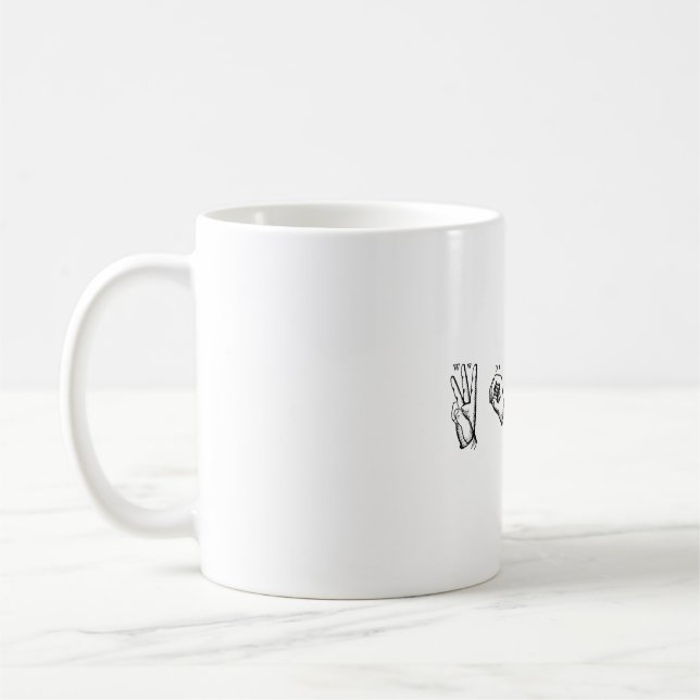 Taza De Café WORD - Derivación de las manos divertidas ASL (Izquierda)