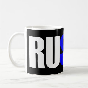 Taza De Café Word RUSIA en la bandera de color tricolor del paí