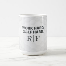 Taza De Café Work Hard Golf Hard Monogram Initial Retro Style