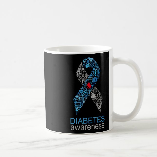 Taza De Café World Diabetes Day Diabetes Awareness Ribbon  (Derecha)