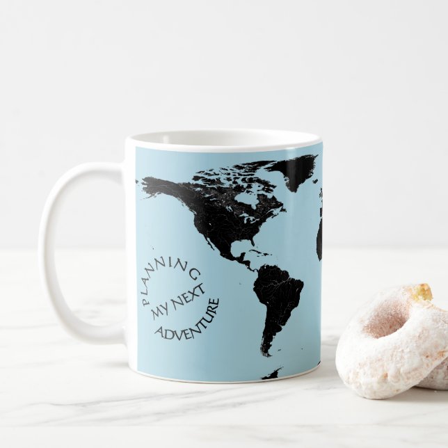 Taza De Café World Map - Planning My Next Adventure - Custom (Con donut)