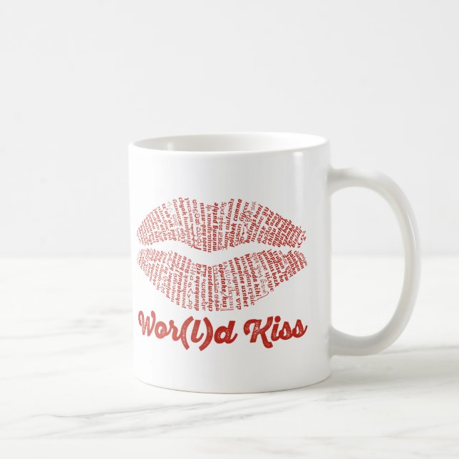 Taza De Café World Word Kiss Mug (Derecha)