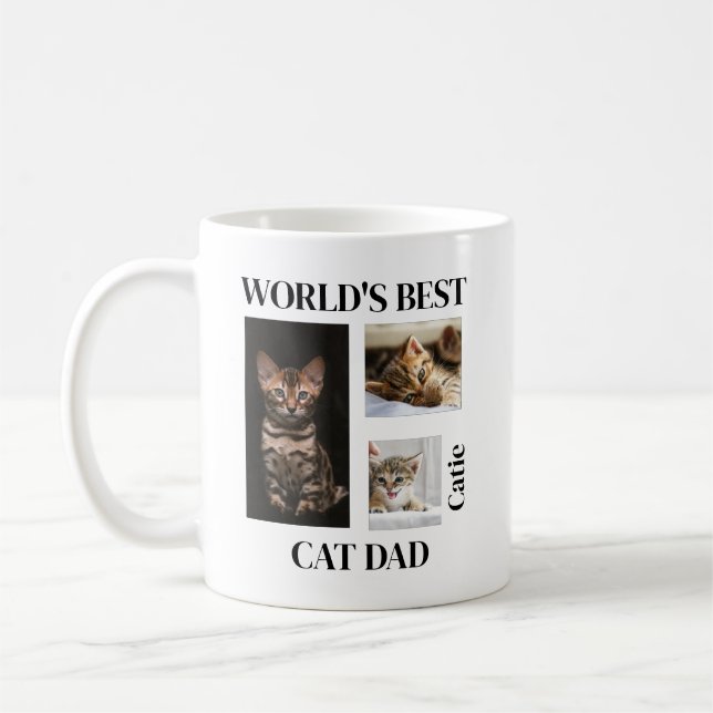 Taza De Café World's Best Cat Dad Custom Name Gift (Izquierda)