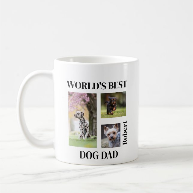 Taza De Café World's Best Dog Dad Custom Name Gift (Izquierda)