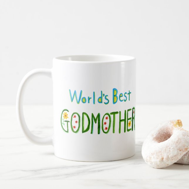 Taza De Café World's Best Godmother Cute Fairytale style Gift  (Con donut)