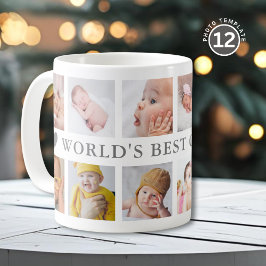 Taza De Café World's Best Grandpa Gray 12 Photo Collage 