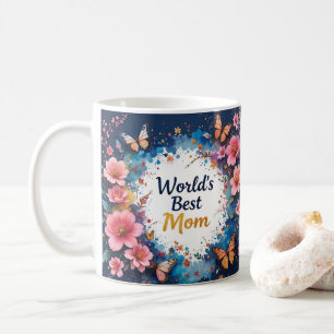 Taza De Café World's Best MOM Flowers Butterfly