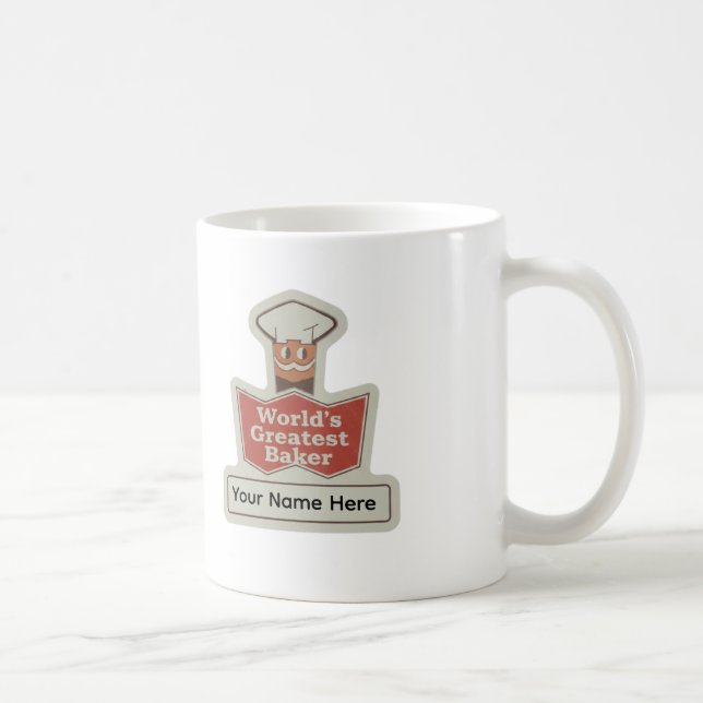 Taza De Café World's Greatest Baker Retro Cartoon Custom Mug (Derecha)