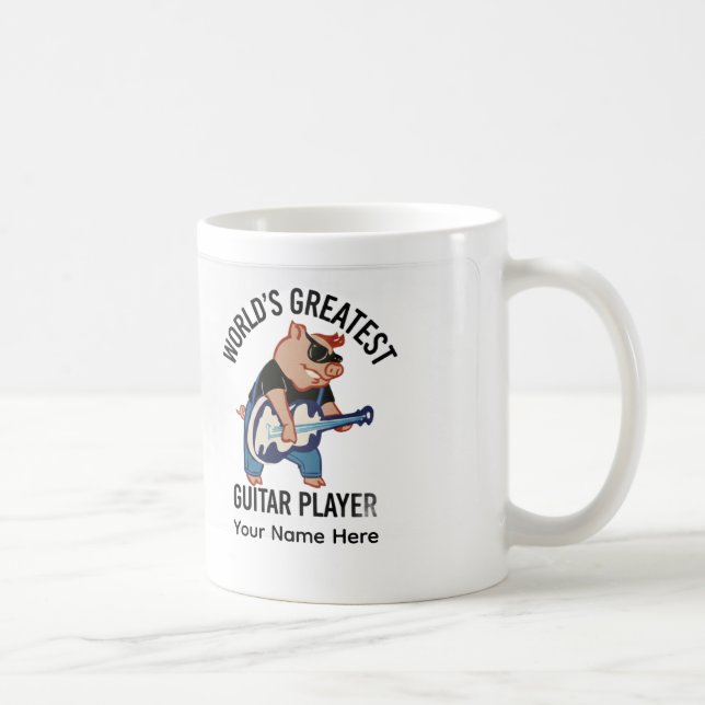 Taza De Café World's Greatest Guitar Player, Custom Rocker Pig (Derecha)