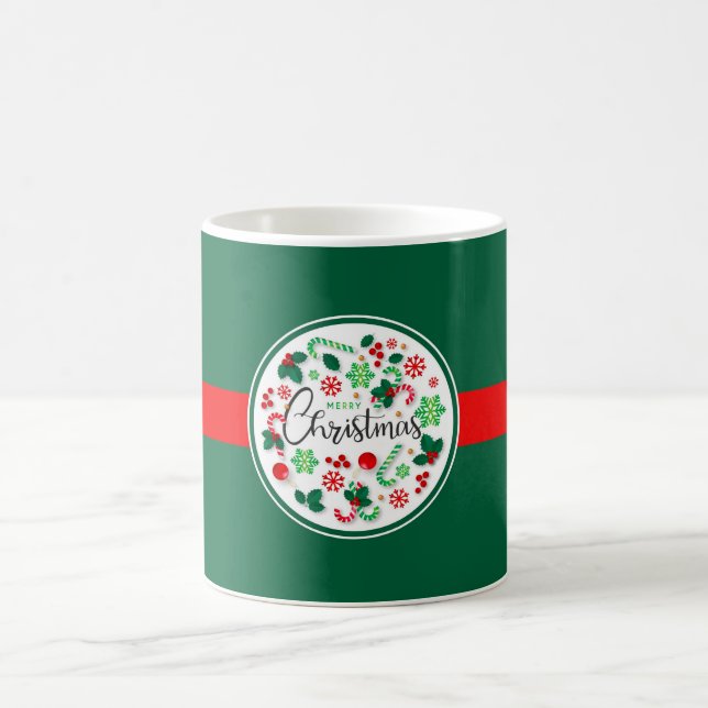 Taza De Café Wreat de navidad verde rojo (Centro)