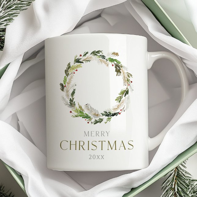 Taza De Café Wreath de acuarela festiva (Subido por el creador)