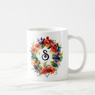 Taza De Café Wreath de color de agua