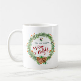 Taza De Café Wreath de Navidades merry y brillantes