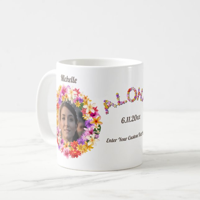Taza De Café Wreath hawaiana con 2 retratos Personalizados (Anverso izquierdo)
