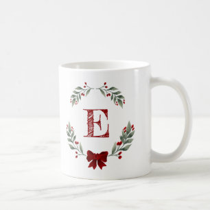 Taza De Café Wreath Navidades monogramas