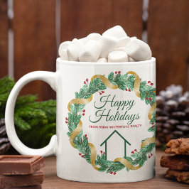 Taza De Café Wreath, Navidades Personalizados de la empresa inm