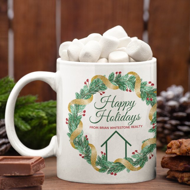Taza De Café Wreath, Navidades Personalizados de la empresa inm (Subido por el creador)