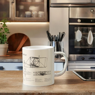 Taza De Café Wright Flyer- Planes de dibujo del plano aéreo SD