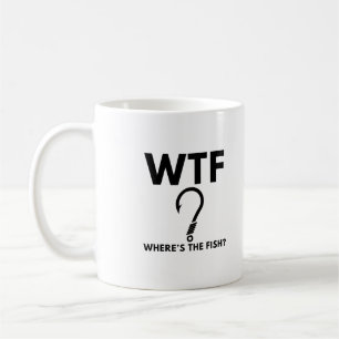 Taza De Café WTF Dónde está el pez divertido pesca