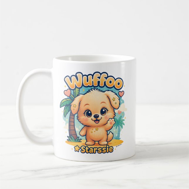 Taza De Café Wuffoo Starssie Kawaii Puppy Tropical Island (Izquierda)