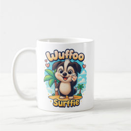 Taza De Café Wuffoo Surffie Cachorro Lindo Kawaii Isla Tropical