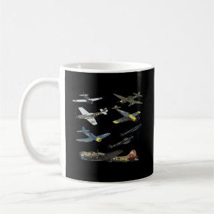 Taza De Café Ww2 Planes Warbirds P51 Mustang Spitfire Messersch
