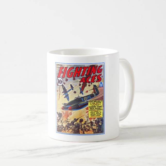 Taza De Café Wwii ERA FIGHTING ACES PULP MAG CUBIERTA (Anverso derecho)