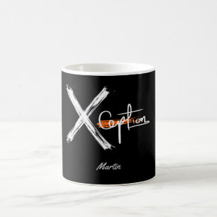 Taza De Café X Ception Nombre personalizado negro y blanco ge
