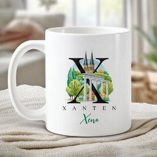 Taza De Café Xanten Alemania Monograma Letra X Regalo Personali