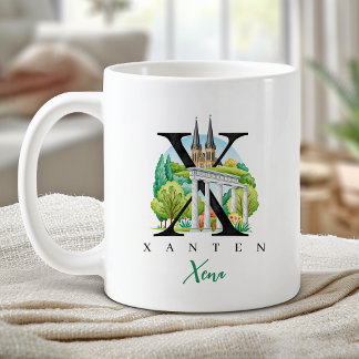 Taza De Café Xanten Alemania Monograma Letra X Regalo Personali