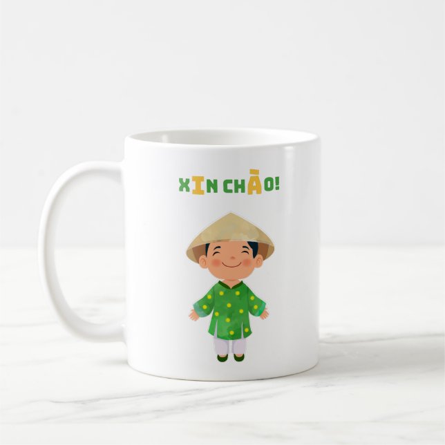 Taza De Café "¡Xin Chào!" Mug vietnamita - Regalo cultural de V (Izquierda)