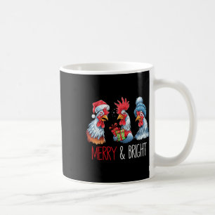 Taza De Café Xmas Chickens Santa Hat Navidades Granja Animal Fu