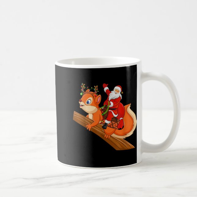 Taza De Café Xmas Family Matching Funny Santa Riding Squirrel C (Derecha)