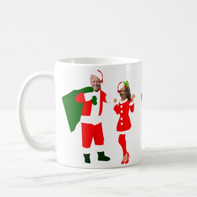 Taza De Café xmas joe biden santa kamala harris (Izquierda)