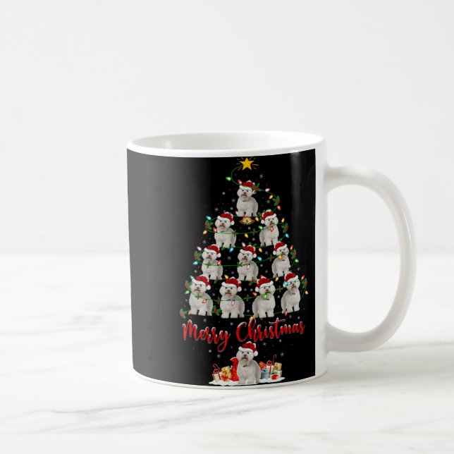 Taza De Café Xmas Lights Santa Bichon Frise Dog Christmas Tree  (Derecha)