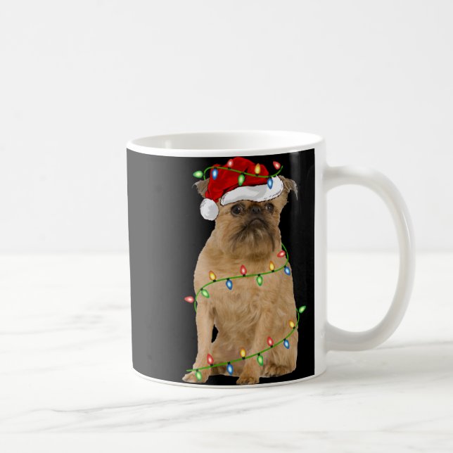 Taza De Café Xmas Lights Santa Hat Brussels Griffon Dog Christm (Derecha)