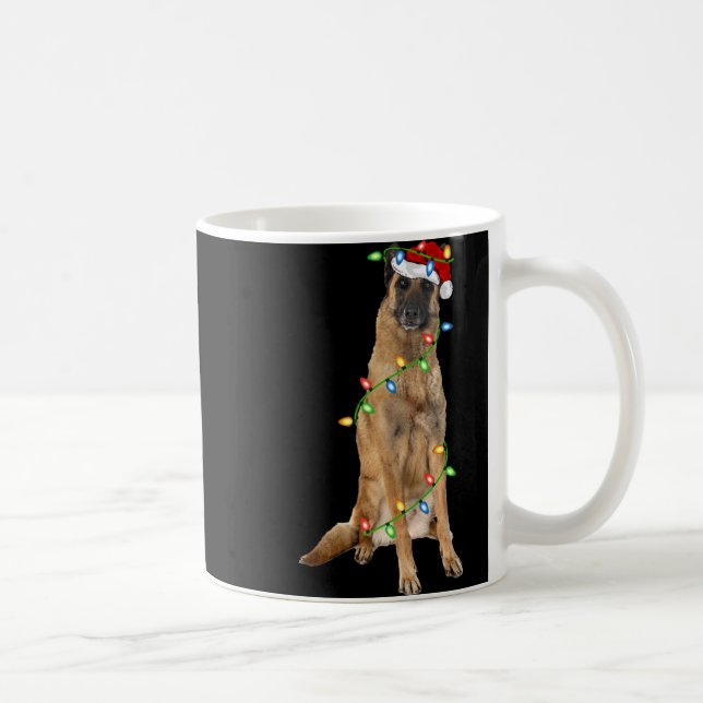 Taza De Café Xmas Lights Santa Hat Malinois Dog Christmas Premi (Derecha)
