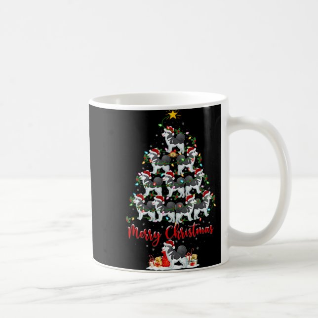 Taza De Café Xmas Lights Santa Siberian Husky Dog Christmas Tre (Derecha)