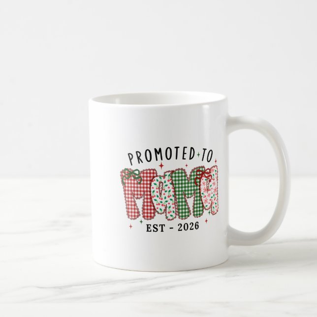 Taza De Café Xmas Mom Christmas Lace Coquette Promoted To Mama  (Derecha)