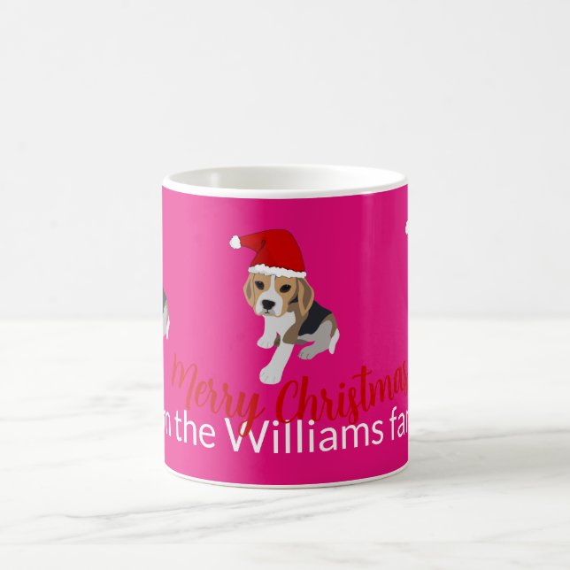 TAZA DE CAFÉ XMAS PUPPY EN ROJO SANTA PERSONALIZADO PERRO BEAGL (Centro)