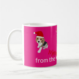 TAZA DE CAFÉ XMAS PUPPY EN ROJO SANTA PERSONALIZADO PERRO BEAGL