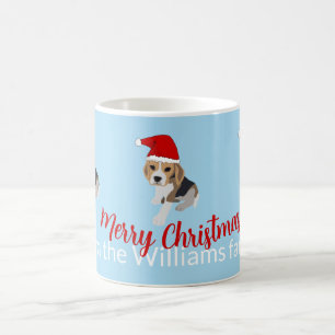TAZA DE CAFÉ XMAS PUPPY EN ROJO SANTA PERSONALIZADO PERRO BEAGL